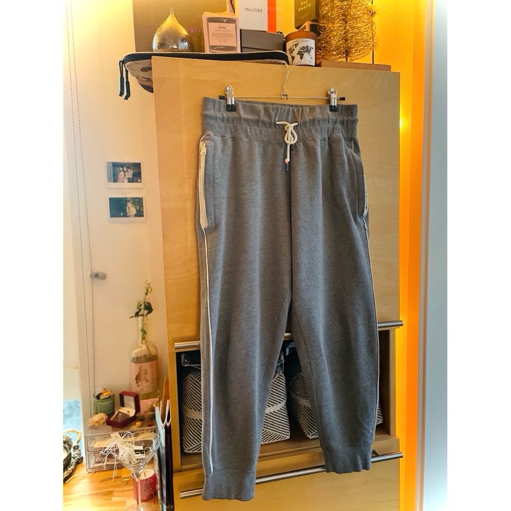 COTOPAXI | L | Organic Cotton Blend Gray White Piping Lounge Jogger Pants